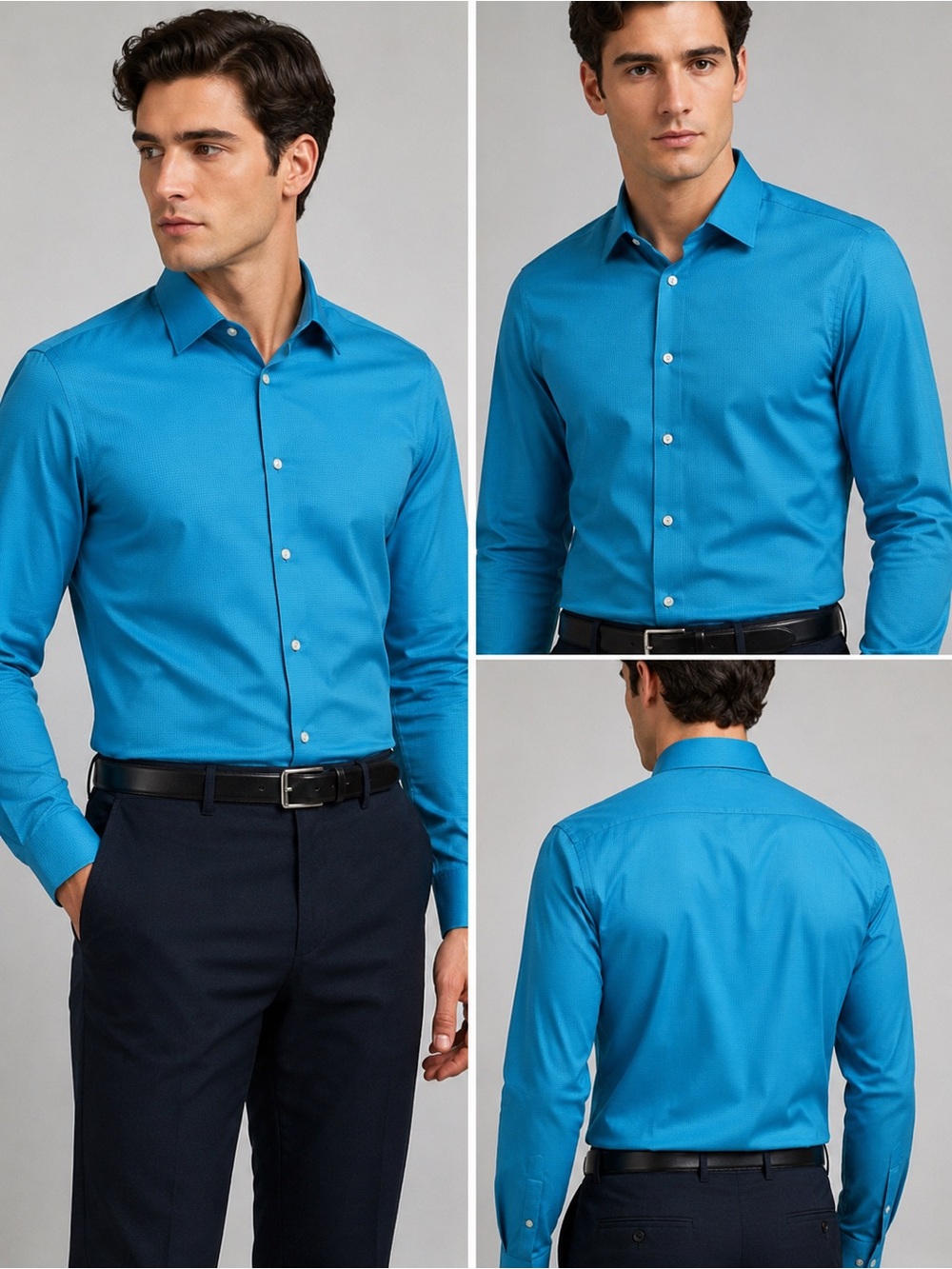 Calvin Klein Slim Fit Dress 100% Cotton Shirt Turquoise Blue Men’s 32/33 15.5
